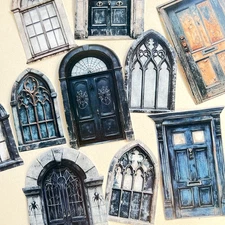 Halloween Gothic Door Window Stickers Junk Journal Collage Scrapbooking
