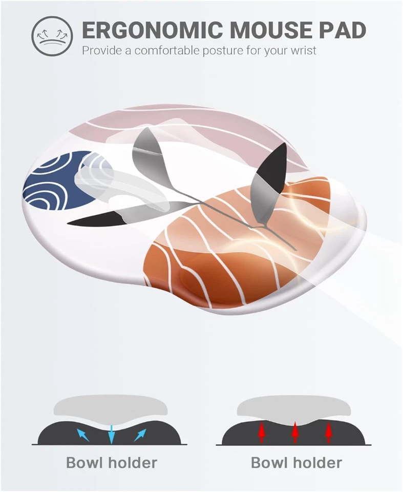 Ergonomic Mouse Pad  Gel Wrist Support Abstract Design Non-Slip Base Cushion - Image 2 of 4