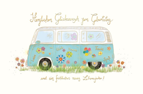 Geburtstag - GlüCkwunschkarte Im Format 11,5 X 17 Cm Mit Umschlag - Bus-image