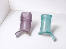 Sea Glass RARE Vintage Teal  Amethyst Antique Bottle Neck 2 PCS 