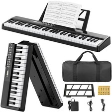 Electronic Piano Keyboard,Bluetooth Foldable 61 Key Semi-Weighted Digital Pianos