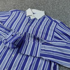 VTG Polo Ralph Lauren Shirt Mens 16 32/33 Blue Stripe Regent Dress Long Sleeve