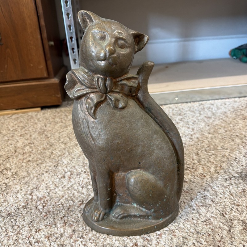 Antique Siamese Cat Cast Bronze Door Stop - George, Edson Heirlooms, New Bedford