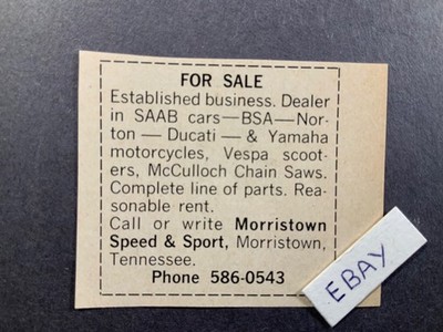 1964 Print Ad. Morristown Speed & Sport. Morristown, Tennessee.