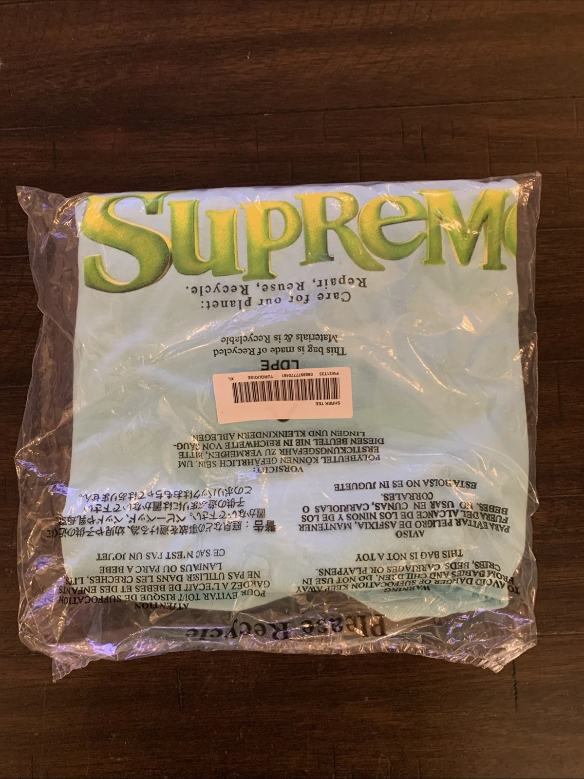 Tee shirt Supreme Shrek bleu bébé turquoise   XL : FW21 neuf dans son emballage