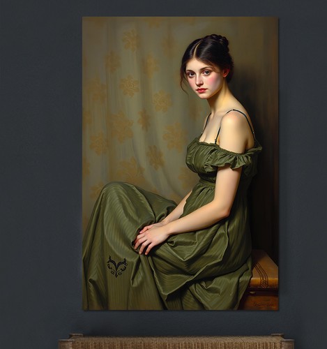 Romantic Girl William Waterhouse inspired mounted canvas ready to hang - Picture 6 of 8
