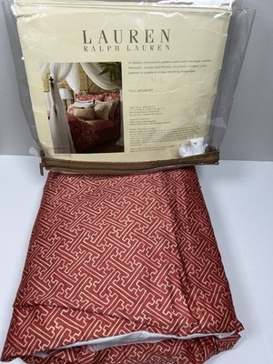 VINTAGE RALPH LAUREN Villa Camelia Paprika Red Fretwork FULL BEDSKIRT NEW *READ*