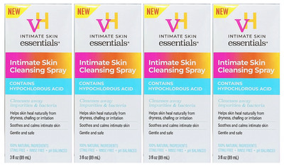 vH essentials Intimate Skin Cleansing Vaginal Soothing Spray 3fl oz-Pack of 4