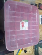 Sterilite Christmas Ornament Storage Case 32 Adjustable Compartments Red USA EUC