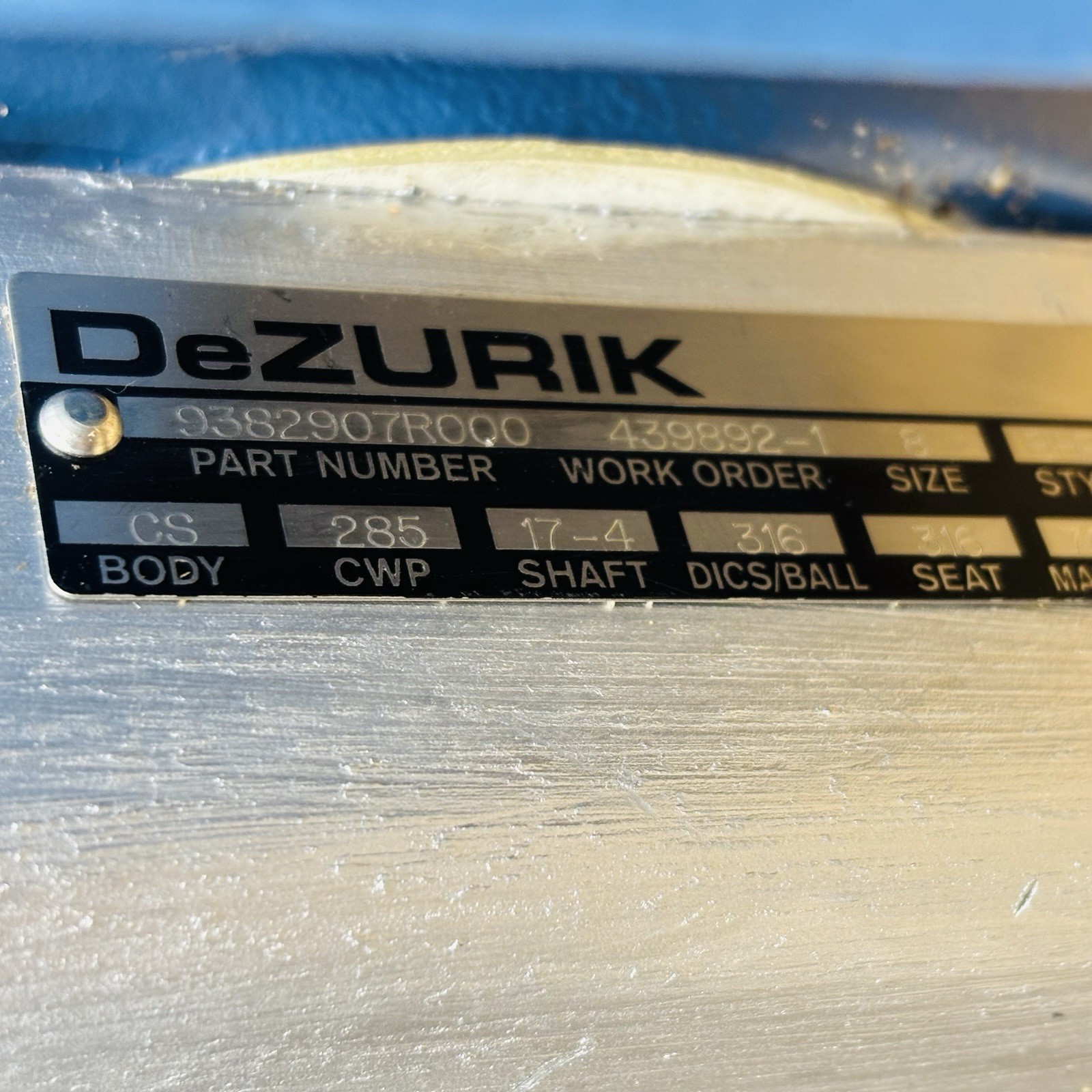 DeZURIK 8" 150# BHP 316 SS Butterfly Valve with Actuator & Controls