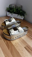Steve Madden Women's Kali Platform Sandal Metallic Gold Leather Sz 8 Retro NWOB