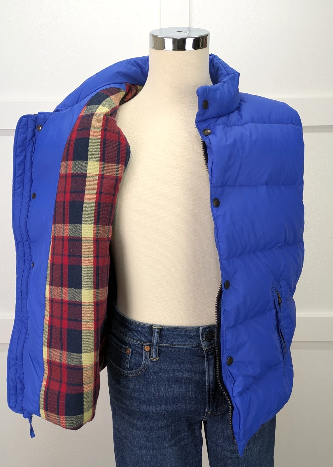 American Eagle Men’s XXL Blue Down Puffer Vest Flannel Lined Outdoor Gorp Core