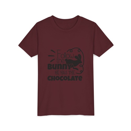 Easter Bunny Youth Tee, Follow the Bunny Shirt, Kids Easter Gift, Chocolate - Picture 96 of 105