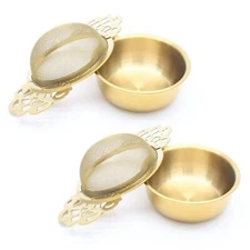 2 Pack Stainless Steel Tea Strainer Bowl Loose Leaf Tea Filter with Handles