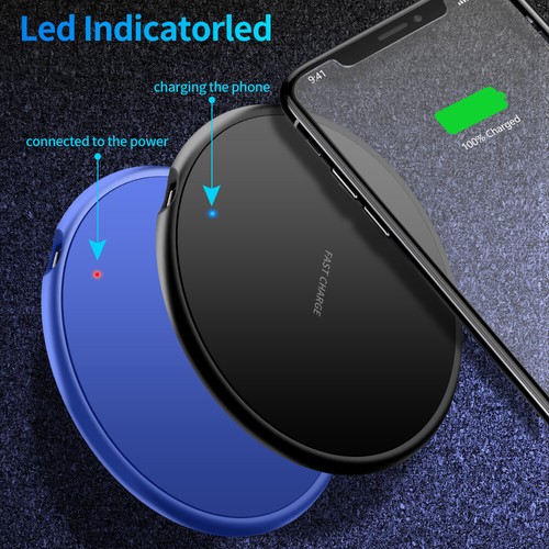 Qi WIRELESS FAST CHARGING PAD DOCK FOR SAMSUNG IPHONE 8 X XS ANDROID CELL PHONE - Picture 3 of 16