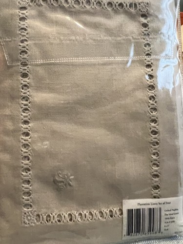 Tommy Bahama Shell Linen Cocktail Napkins 6” X 9”Plantation Set Of 4