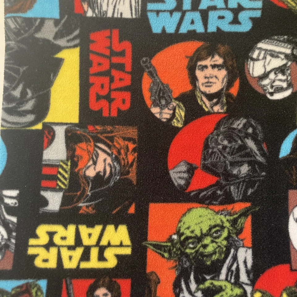 Manta Retro Star Wars Patrón Vellón - 43”W x 29”H - Darth Vader Han Solo Yoda Foto 2 de 4