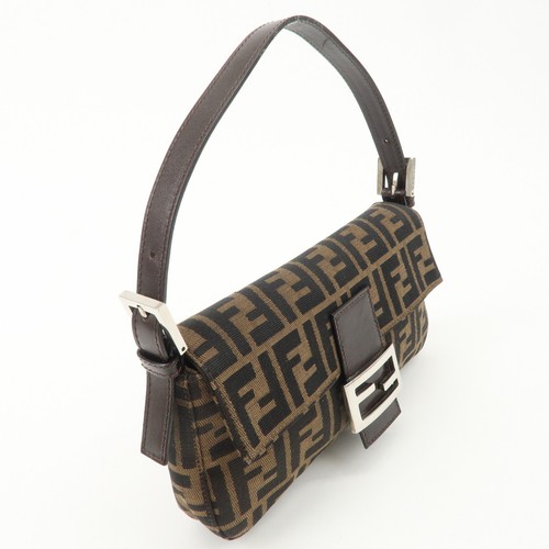 Authentic FENDI Zucca Canvas Leather Mamma Baguette Shoulder Bag 26424 Used F/S - Picture 4 of 24