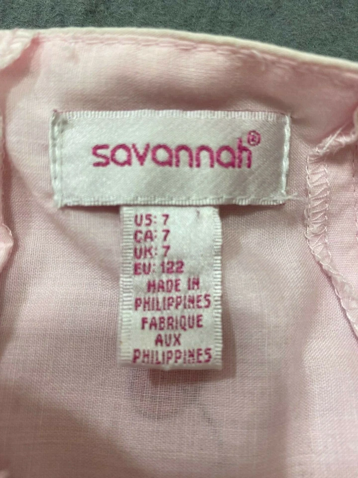 Vestido Savannah Flores Cupcakes Cerezas Rosa Niñas Talla 7 Botón Lazo Atrás Foto 4 de 4