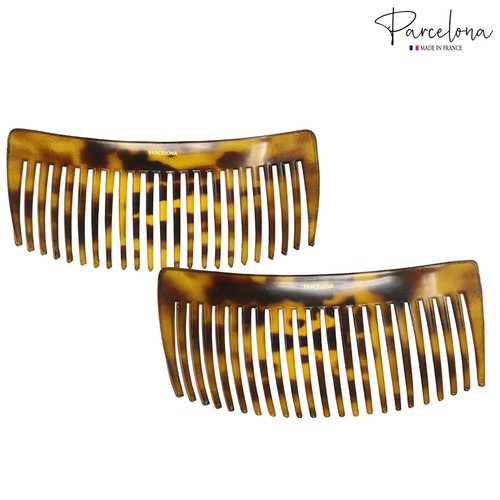 Parcelona French Glossy Large Cellulose Updo 23 Teeth Hair Side Combs(2 Pcs) - Picture 12 of 28