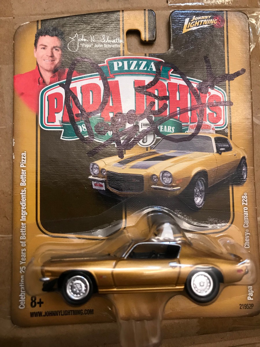 JOHNNY LIGHTNING PAPA JOHNS 71 CHEVY CAMARO Z28 SIGNED CARD