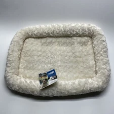 Furhaven Nap Pet Bed Dog Cat Padded Bolster Medium M 21” x 30” Cream Ultra Plush