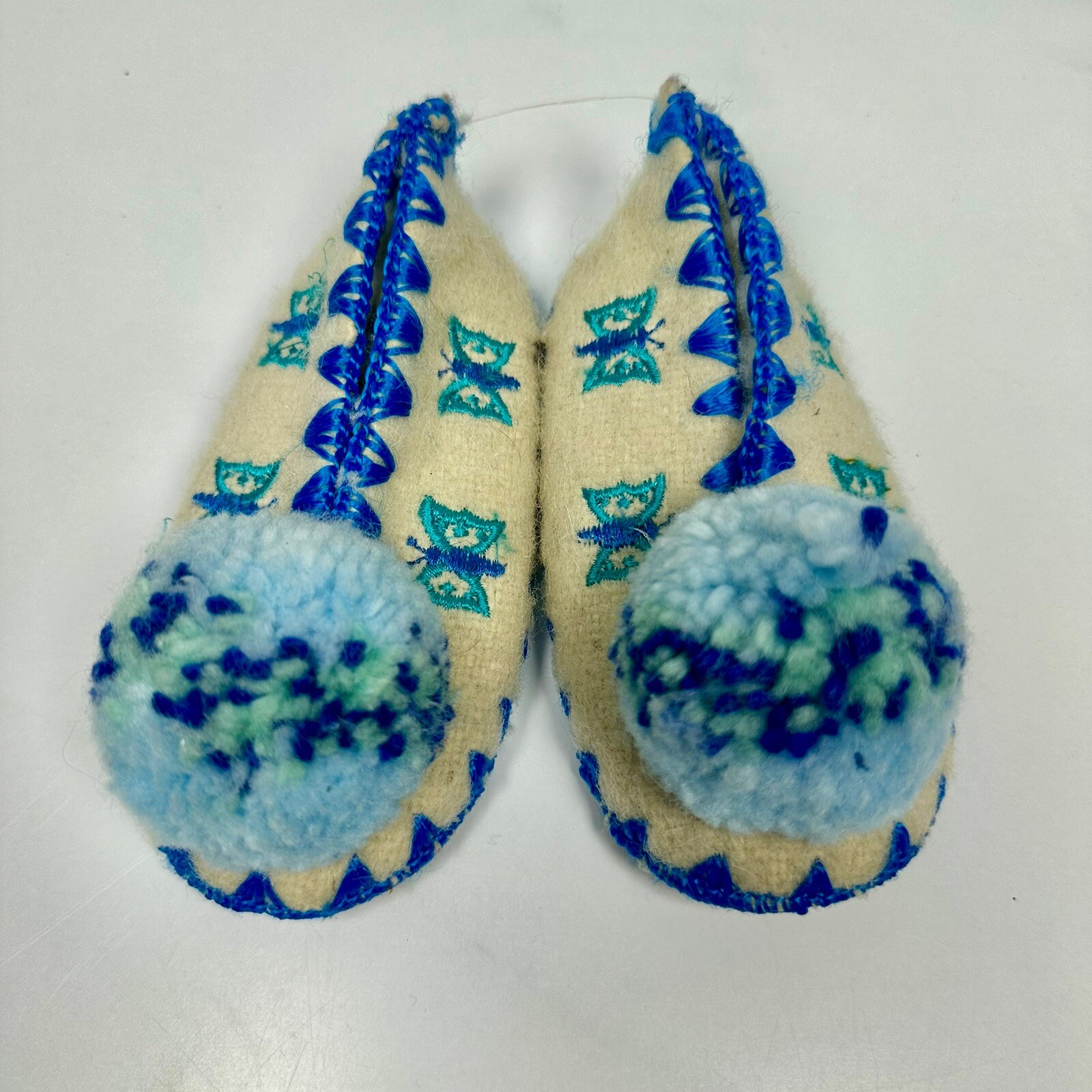 SAOLA Karagiannis Pantofole tradizionali greche in lana pompom bambino UK 4 suola in pelle