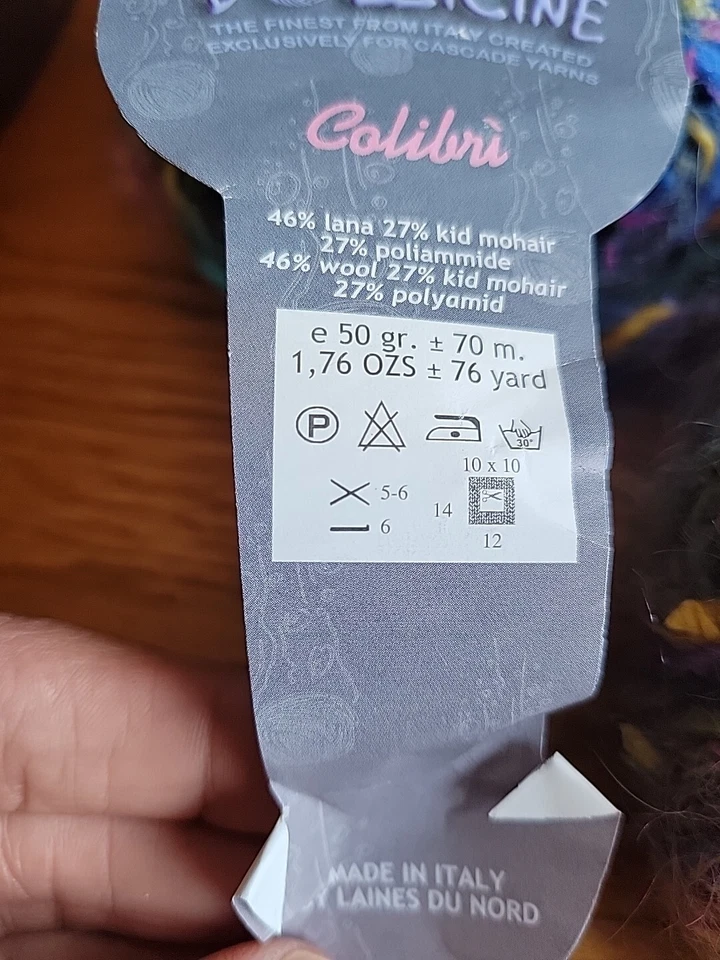 Cascade Yarns Bollicine Colibri Balls 46% Wool 27% Kid Mohair Color 6 Lot 8617 - Image 4 of 4