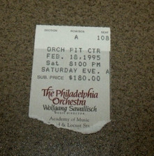 The Philadelphia Orchestra 2/18/1995 Ticket Stub Wolfgang Sawallisch