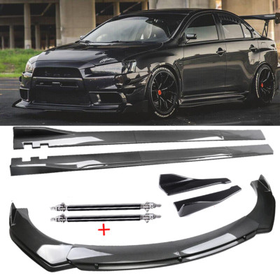 For Mitsubishi Lancer GT Carbon Fiber Front Bumper Lip Spoiler Splitter Body Kit