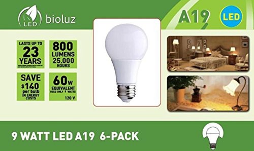 6 Pack Bioluz LED™ Instant On A19 LED Bulbs, 9 watt (60 Watt Equivalent) ECO ... - Picture 5 of 7
