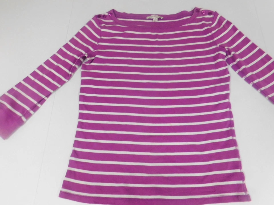 Blusa Jones New York Mujer Mediana Púrpura Rayas Pullover Foto 3 de 4