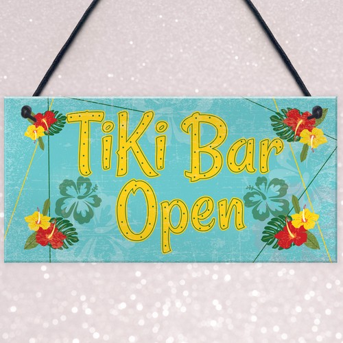 Tiki Bar Open Hanging Bar Plaque Beer Cocktail Beach Decoration Sign Friend GIFT - Picture 3 of 9