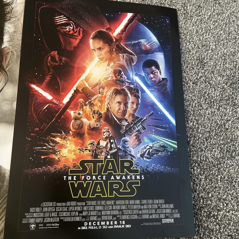 PÓSTER DE PELÍCULA BRILLANTE DE ALTA CALIDAD STAR WARS de dos caras Force Awakens 13x19 Foto 3 de 4