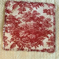 1 Pottery Barn 2006 large red white scenery thick quilted pillow sham 29"x28"