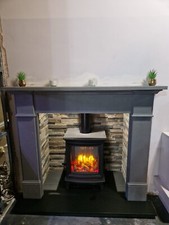 Gallery VELLETRI 56.5"  fireplace suite in Persian Limestone With Granite Hearth