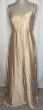 SHOW ME YOUR MUMU WOMEN'S MAXI BRIDESMAID DRESS V NECK STRAPPY SATIN CHAMPAGNE L