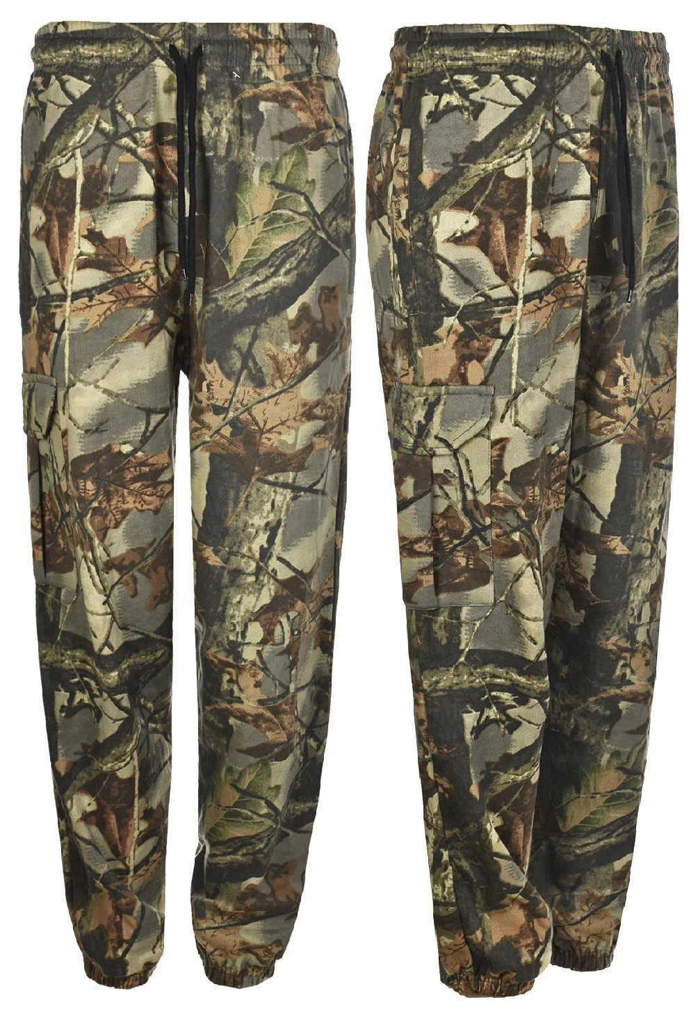 Mens Camouflage Jungle Forest Tree Print Fleece Camo Cuffed Bottom M-2XL