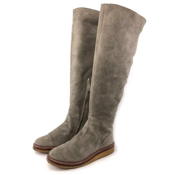 Botas femininas Pour La Victoire Jerri acima do joelho tamanho 8 EUR 38,5 cinza camurça com zíper - Imagem 3 de 4