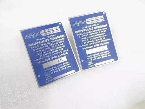 Pair of DATA PLATE For VINTAGE CHEVY PICKUP TRUCK 1947-50 |Fit For - Picture 3 of 9