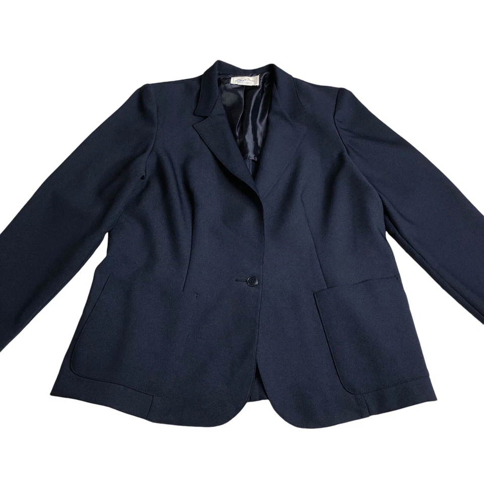Vintage Levi's Bend Over Blazer Jacket Women Large Blue One Button Retro 80s USA - Image 4 of 4