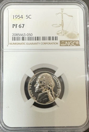 1954 Proof Jefferson 5c Nickel NGC PF 67 