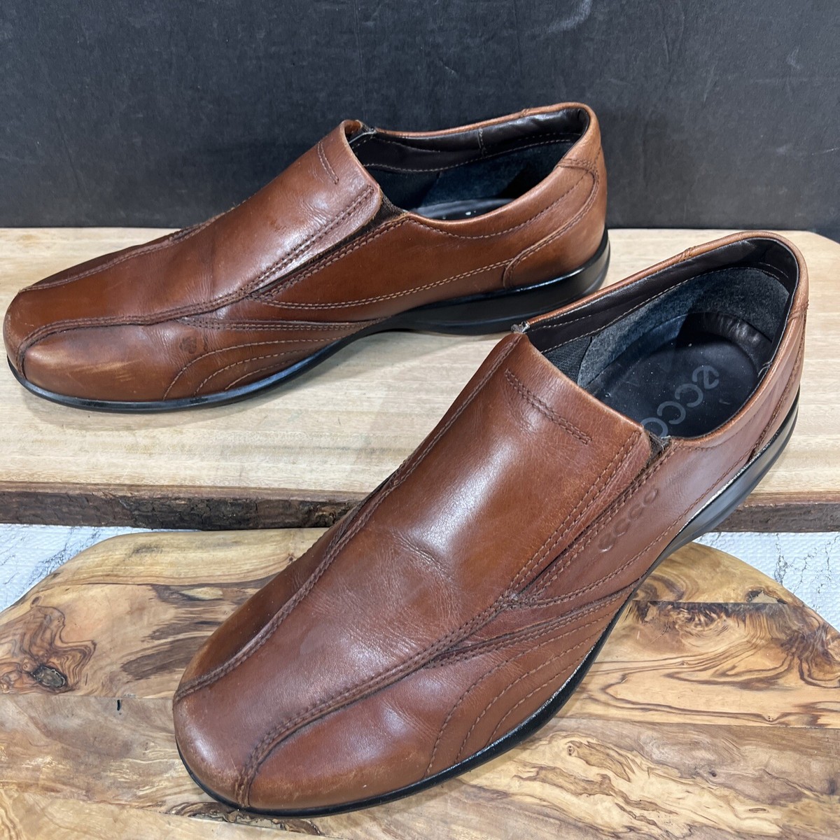 Ecco Helsinki Loafers Men 11 / 11.5 EU 45 Brown Real Leather Bicycle Toe Comfort ECCO Helsinki Slip on Loafer Bike Toe Cocoa Brown Men main image 3