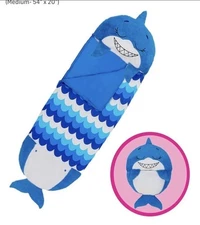 Happy Nappers Pillow & Sleepy Sack Comfy, Warm, Sleeping Bag w Pillow-Blue Shark