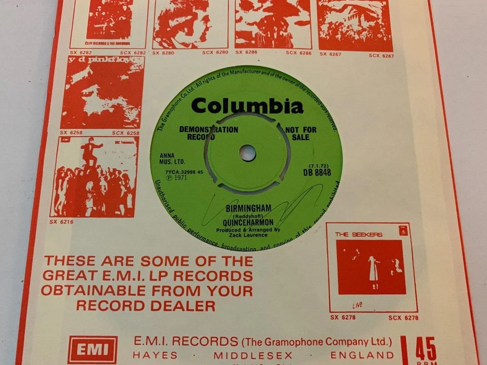 QUINCEHARMON Stubborn As A Mule / Birmingham 1972 DEMO Columbia DB8848 NEAR MINT - Image 2 of 2