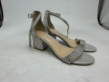 Betsey Johnson SB-MARI Women's Silver With Rhinestones Heeled Sandals - 6
