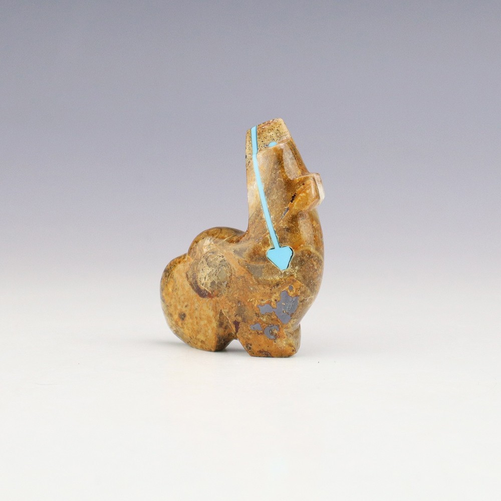 NATIVE AMERICAN ZUNI AMMONITE BEAR FETISH BY KENRIC LAIWAKETE