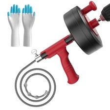 Drain Snake Flexible Steel Drain Auger With Drill Adapter, Plumbing 25ft
