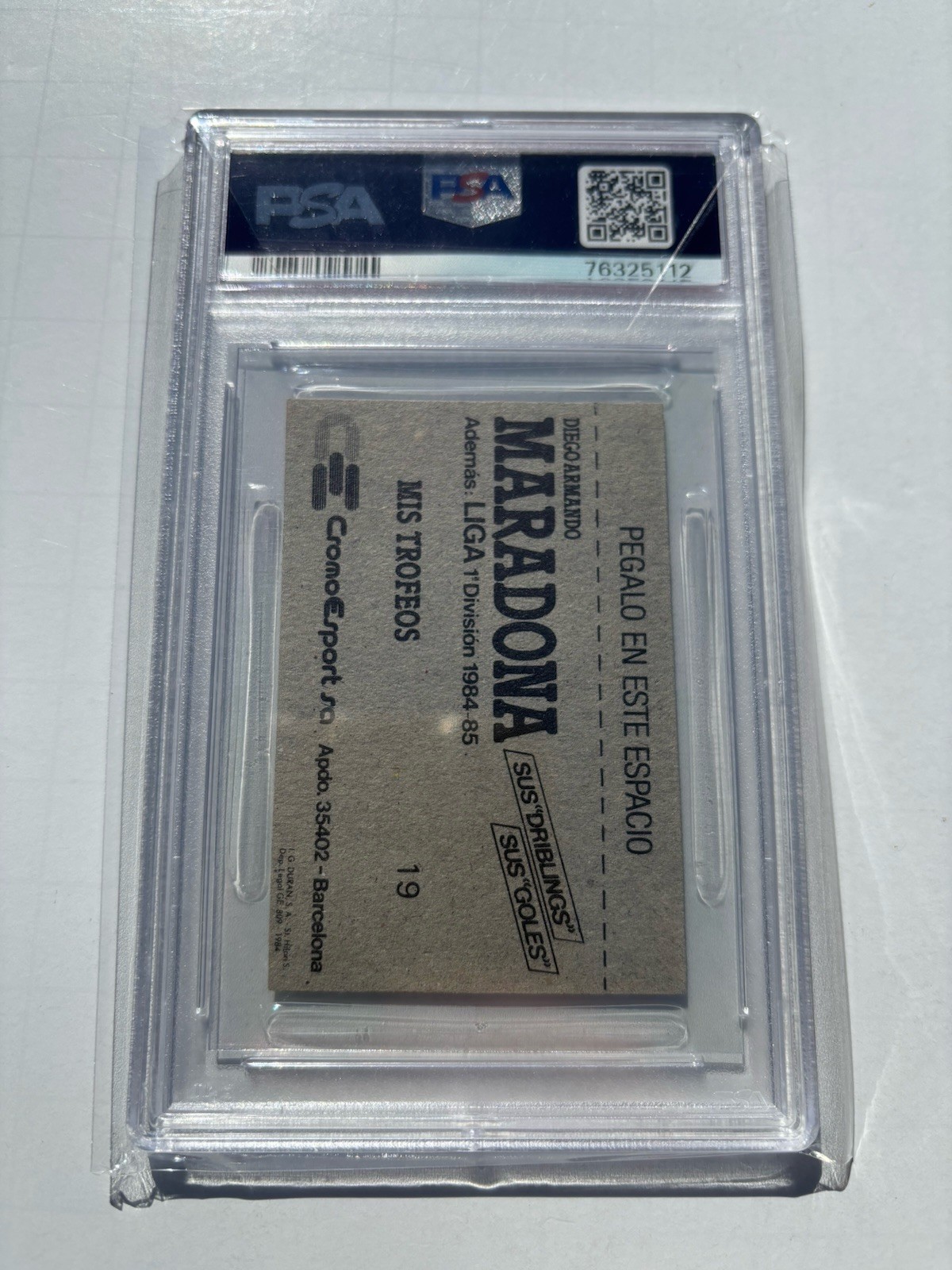 1984 Maradona Cromo Esport sus Driblings sus Goles “Rare” PSA view 3