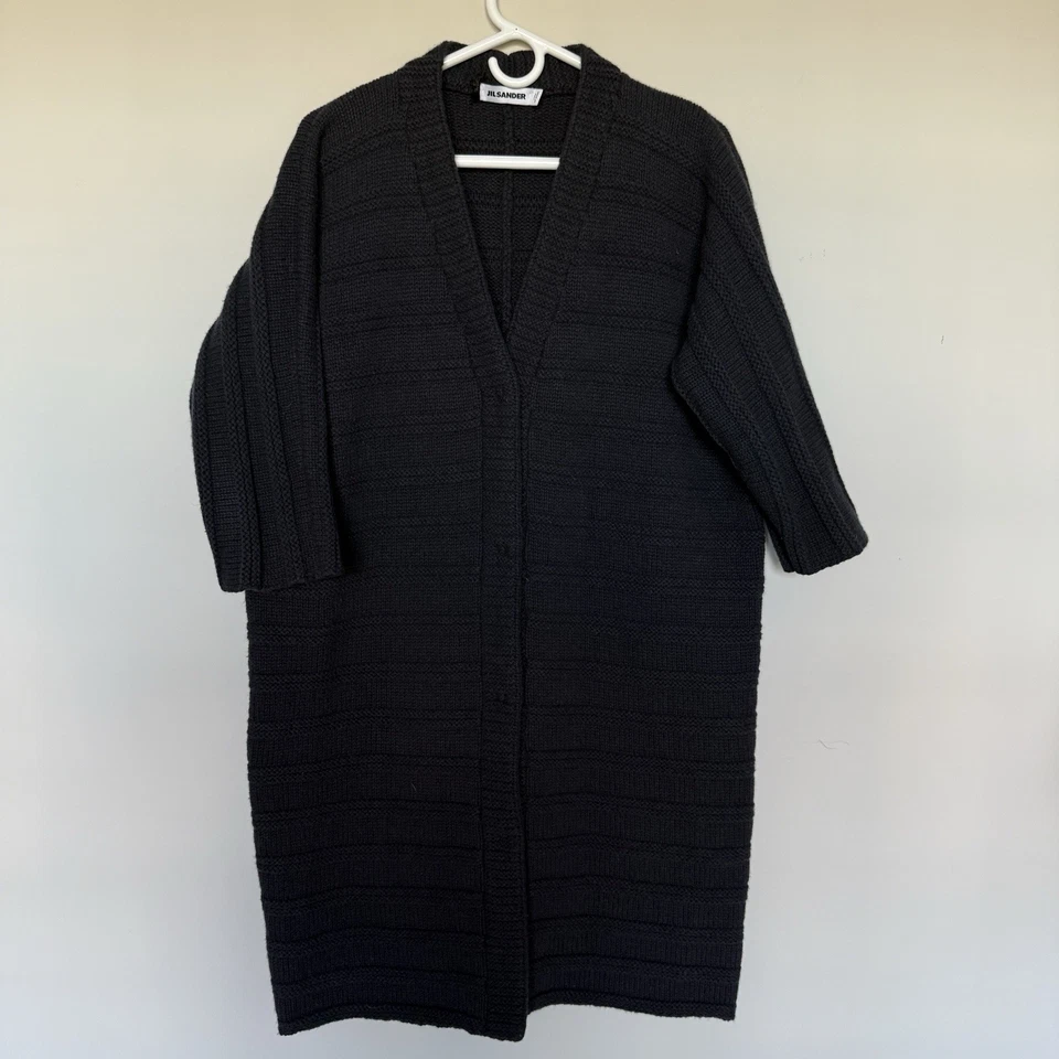 Jil Sander Mujer Cárdigan Suéter Chaqueta 40 100% Lana Manga Corta Silencioso Lujo Foto 2 de 4